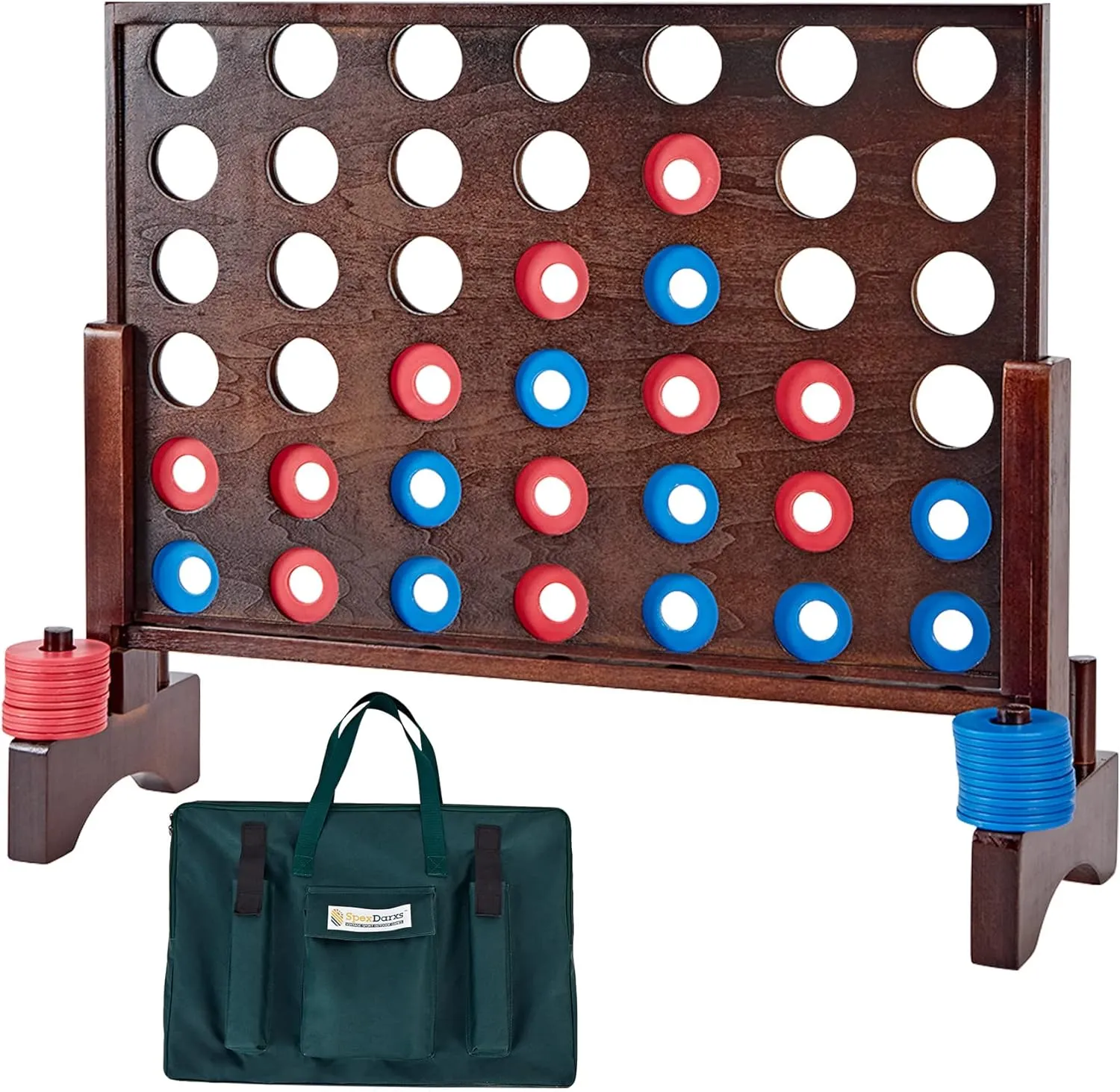 4-to-Score Set for Indoor & Outdoor Family Fun-Line Up Four Travel Board unfortunately encourage overly canoe Games with 42 Coins & Ring Holders & Carrying Bag Giant 4 in A Row Game, Wooden Jumbo 