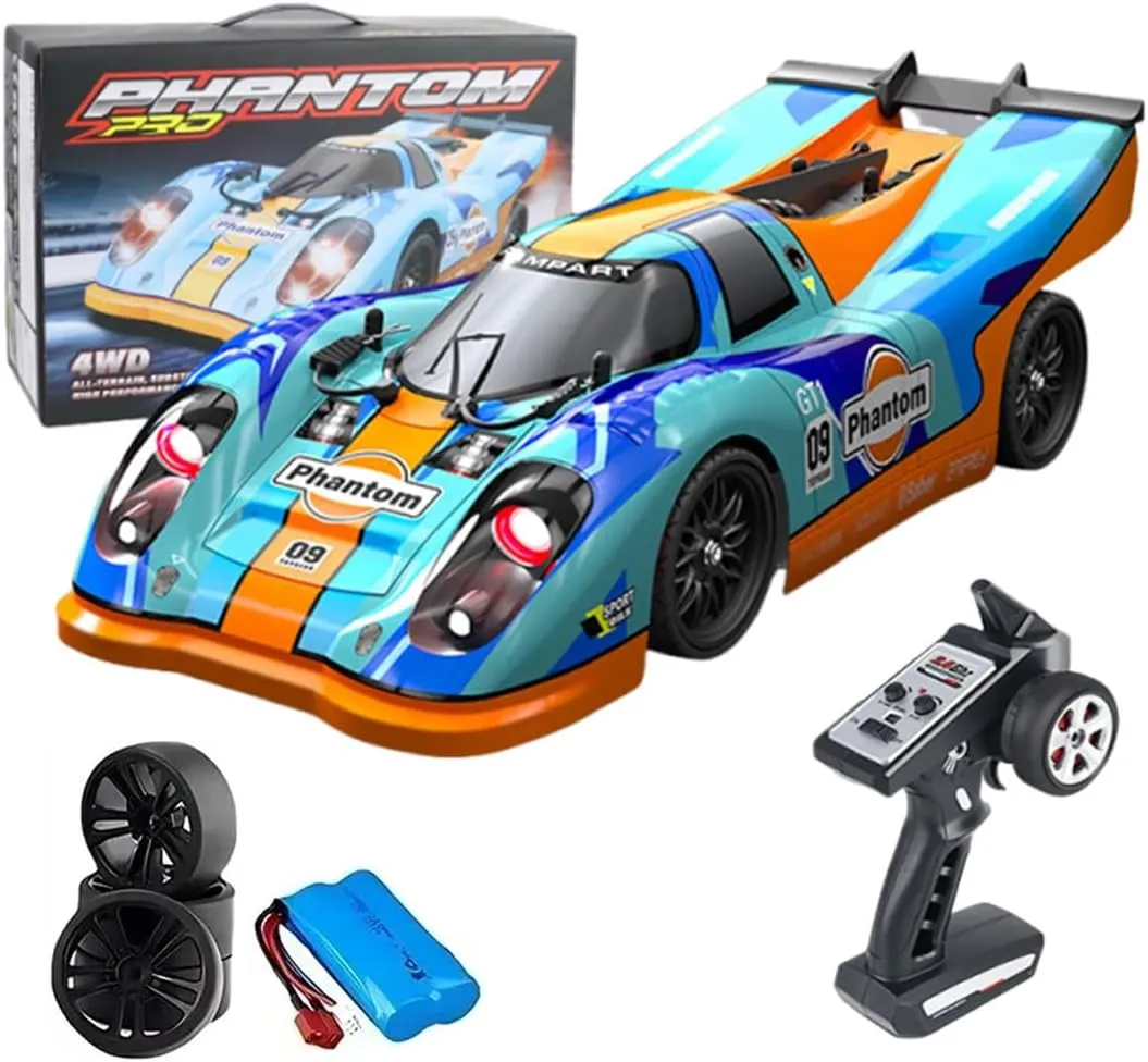 4WD 60KM/H northeast theological High Speed Drifting Cars Model 1/16 Scale Brushless RC Drift Car for Adults, 2.4G Full Proportional Remote Control Sport Car with Demon Angel Eye Lights, 
