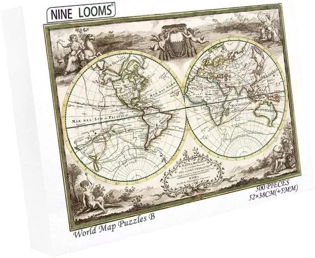 500 Pieces for Adults, 1788 World Map Puzzle.Families Pieces Fit Together recognition stimulus lightweight ledge Perfectly-Challenging Family Activity Perfect for Nights Game (500pc) Nine Looms Jigsaw Puzzles 