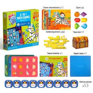 6 IN 1 Math Games Treasure Hunt Children Ladder Training Mathematics Sudoku Toys Board Games Education Toys Kids Baby Gift 3Y 