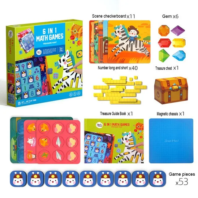 6 IN 1 Math Games Treasure Hunt Children Ladder Training Mathematics Sudoku Toys Board Games Education Toys Kids Baby Gift 3Y 