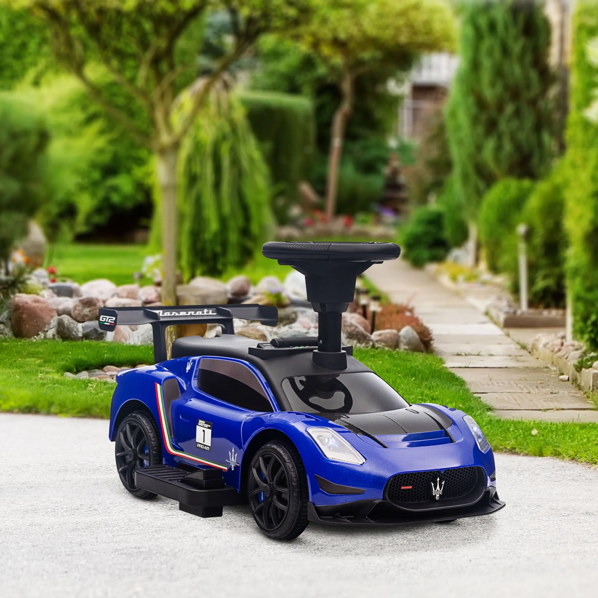 6V Maserati GT2 Licensed Electric Car for Kids, Ride on Car with Under Seat Storage, LED Headlights Music, Blue