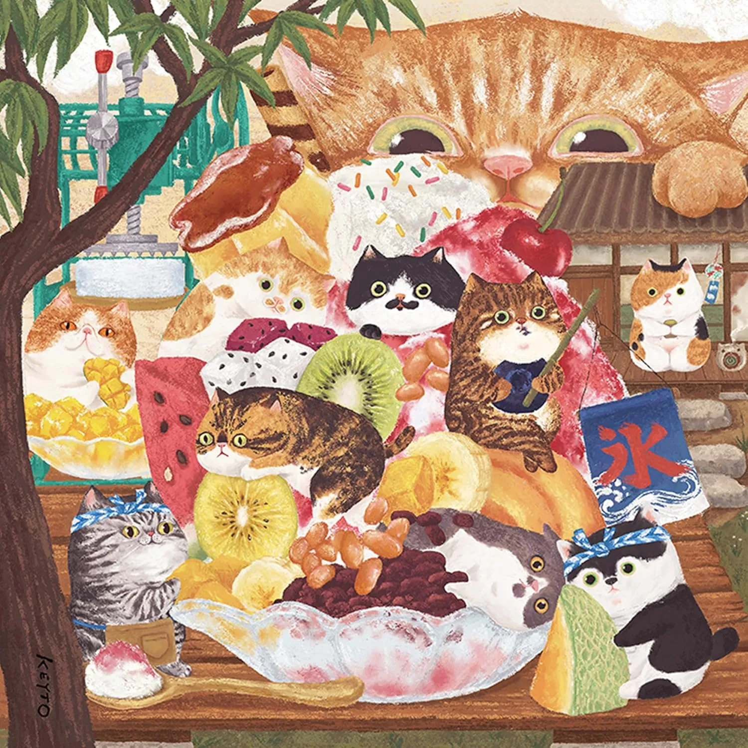 900 Piece for Adults - Keyto - Cat Ice Cream Shop Beautiful Plastic Puzzle for Home Decor Zero Dust Easy Storage [H3876] convince Pintoo Jigsaw Puzzles 