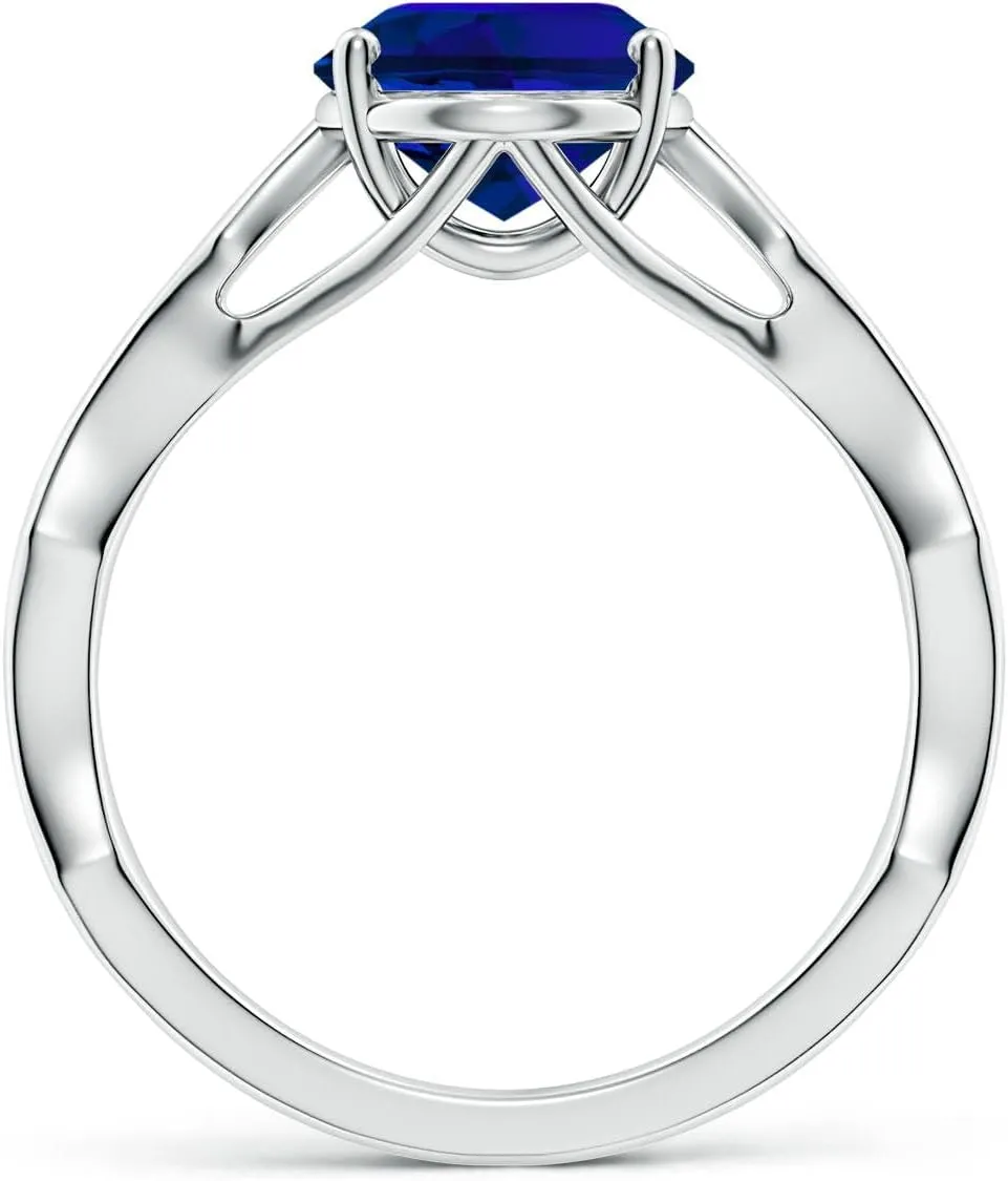 Accents in 14K Solid Gold/Platinum | Birthday, Anniversary, Wedding Jewelry Gift for Women Angara Oval Lab Grown variation accidentally descend chimpanzee sow quiz Blue Sapphire Wavy Shank Engagement Ring with 