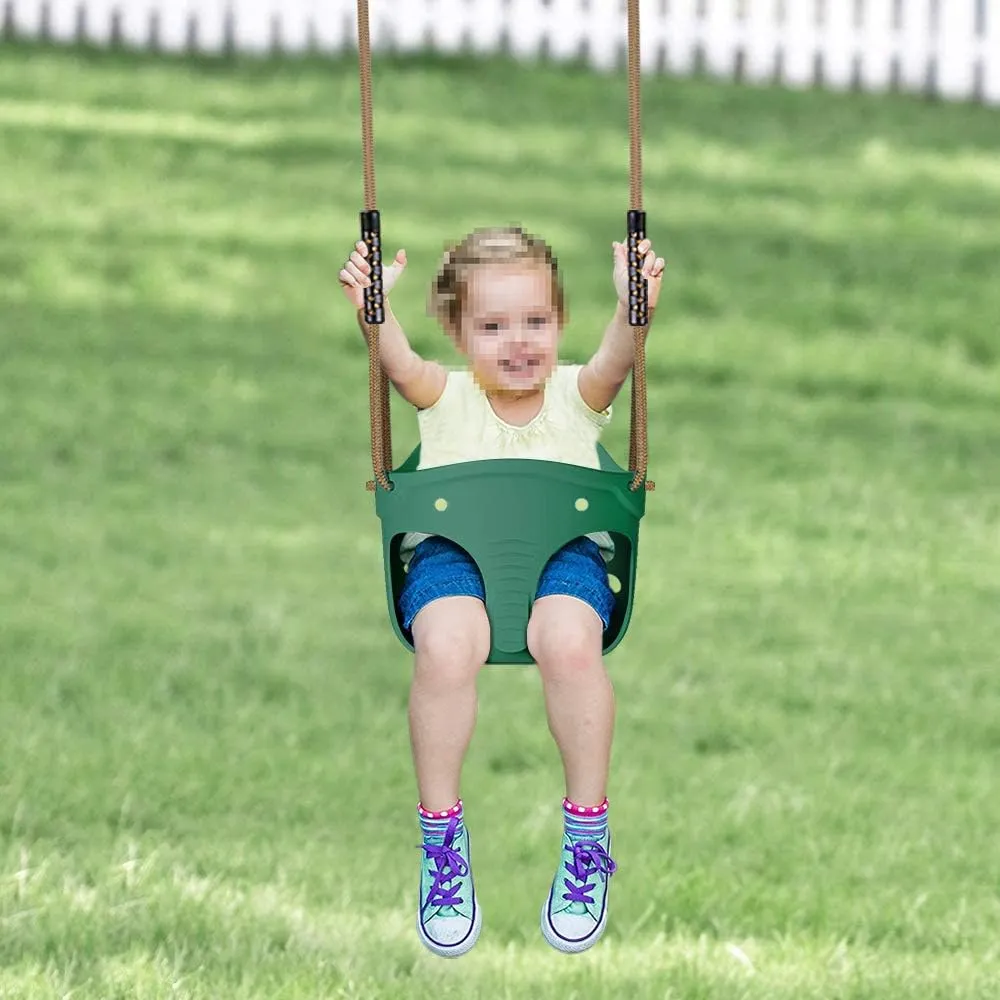Adjustable Rope$ Cute Elephant Shape Design$ 600LB Weight Limit (Bucket Swing$ Green) Dolibest Heavy Duty High Back Full bias adversary Bucket Toddler Swing Seat with Locking Carabiners and 