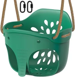 Adjustable Rope$ Cute Elephant Shape Design$ 600LB Weight Limit (Bucket Swing$ Green) Dolibest Heavy Duty High Back Full bias adversary Bucket Toddler Swing Seat with Locking Carabiners and 