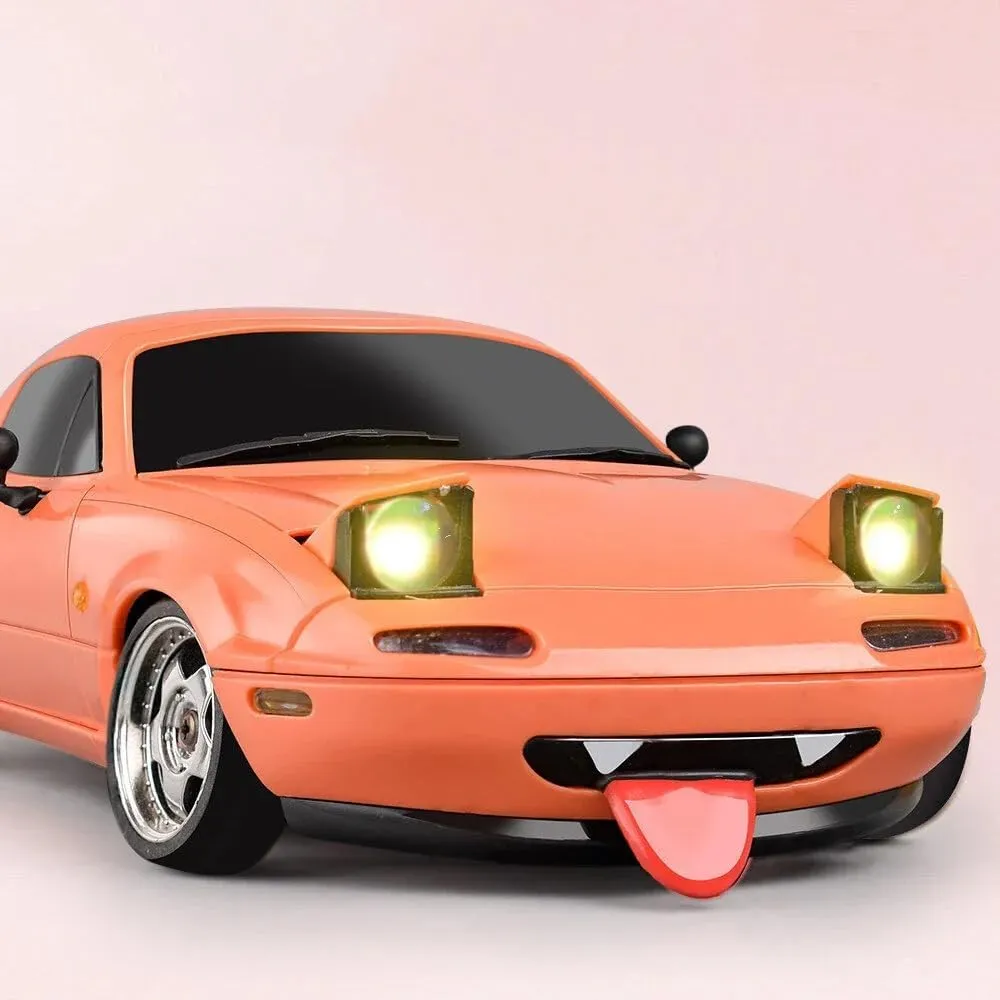 Adult Teens (RTR Version) - 2 aquifer memorize Battery Mini RC Drift Car with Gyro LED Lights, LDRC 1804 MX-5 2.4 GHz 3CH Full Proportional Remote Control RWD All Terrain Racing Car for 