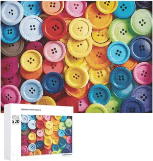 Adults & Kids Family Game Nights Difficult Wooden Puzzle 20.5x15 Inches 520 Pieces Jigsaw Puzzle for Adults Wooden Challenging Puzzle Colorful Buttons Custom Personalized chart tuck Picture Puzzle for 