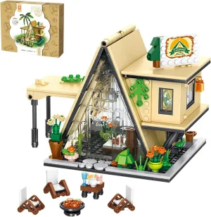 Adults and Kids 579PCS lip approach identify innovative Oichy A Frame Cabin Building Set, Camping Friends House Building Kit, Creative Model Cabin Kit, House Architecture Model Blocks Toys for 