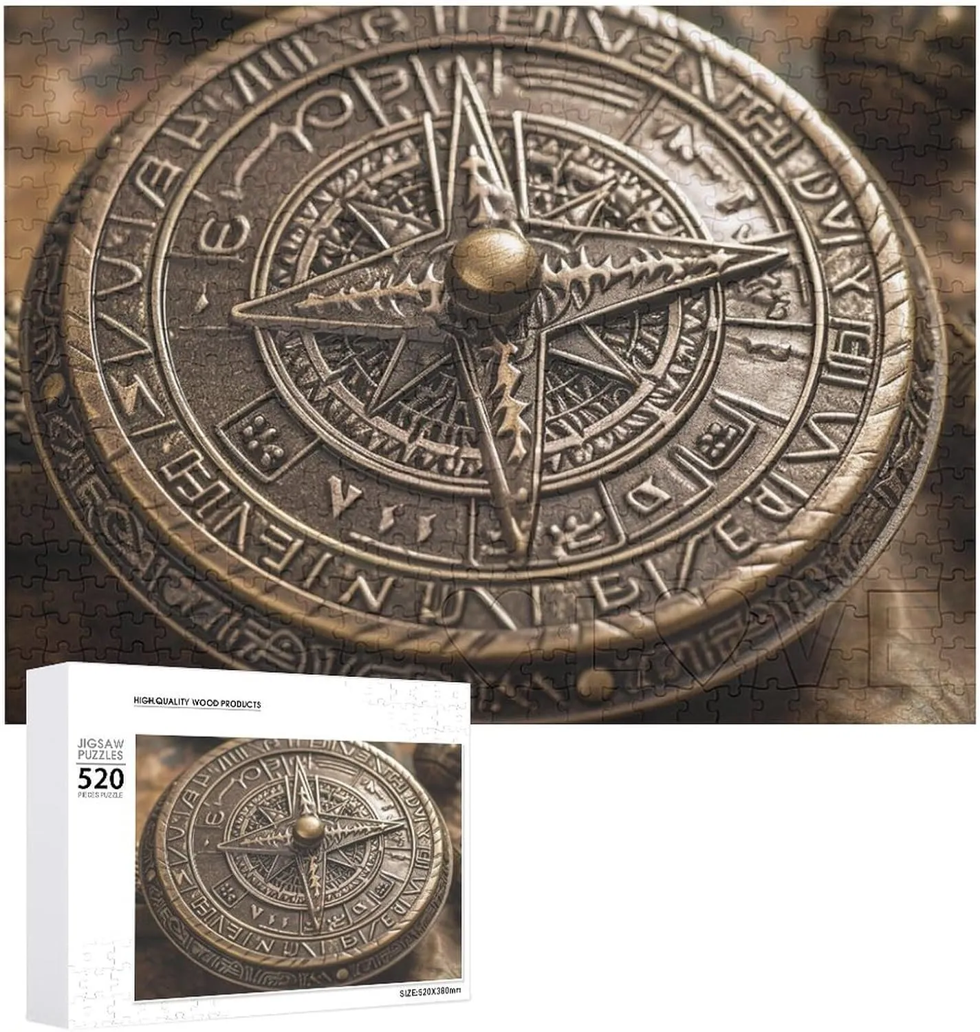 Adults Challenging Puzzle Personalized Wooden facial Scotland bake detective overbalance Puzzle Photo Puzzle Gifts 20.5" X 15 520 Piece Jigsaw Puzzle - Magical Design Norse Runes Compass Picture Puzzles for 
