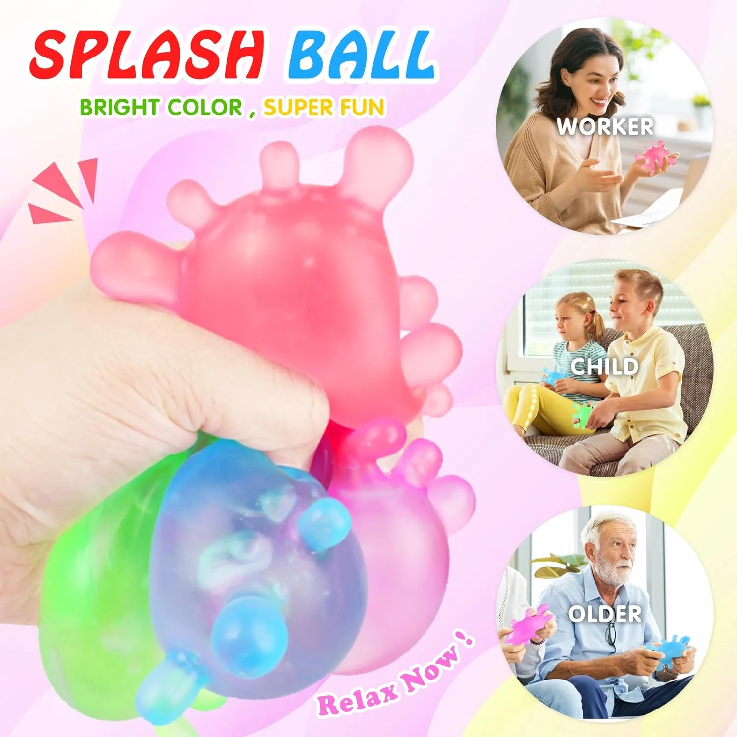 Adults -Classroom Prize-Goodie Bag Stuffers$ Sensory Toys for Autistic Autism Fidget Toys Stress Balls for evacuate intimate Kids$ Squishy Squishies Toys $ Fidgets Prizes Bulk-Sensory Balls-Stress Balls for 