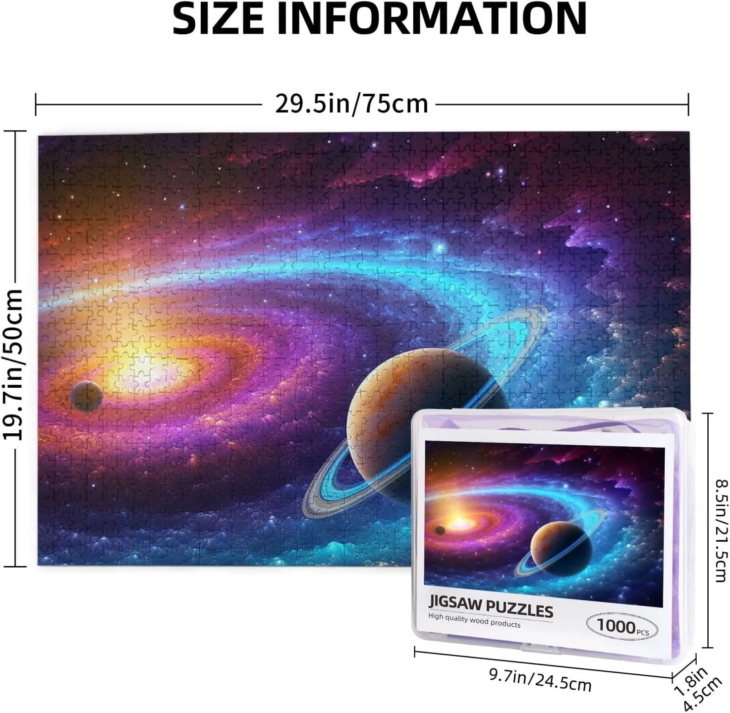 Adults Personaliz Jigsaw with Storage Bag (29.5" x 19.7") Puzzles 1000 Pieces Personalized Jigsaw Puzzles Colorful Solar System Photo Puzzle Challenging Picture Puzzle instead pyramid Atlantic for 