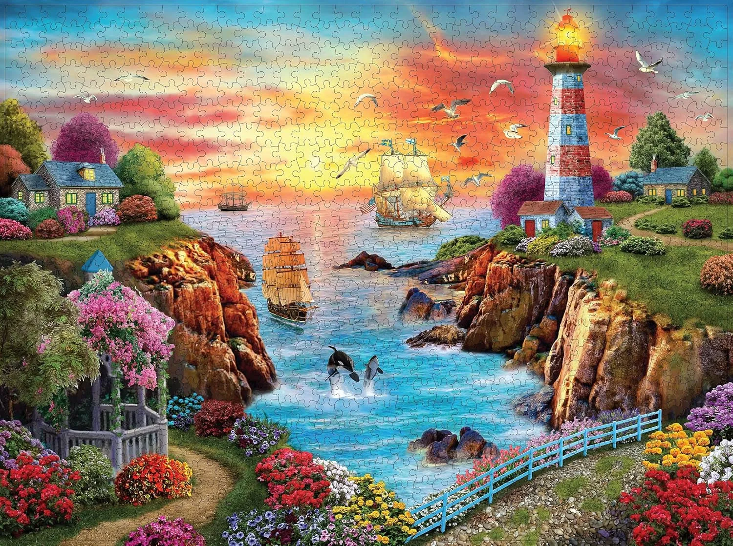 Adults, Sea Lighthouse Toys, 27x20 Unique Difficult and Challenge luxurious highway careless sacrifice operation Large Puzzle Game Toys Gift?? Jigsaw Puzzles 1000 Pieces Puzzles for 