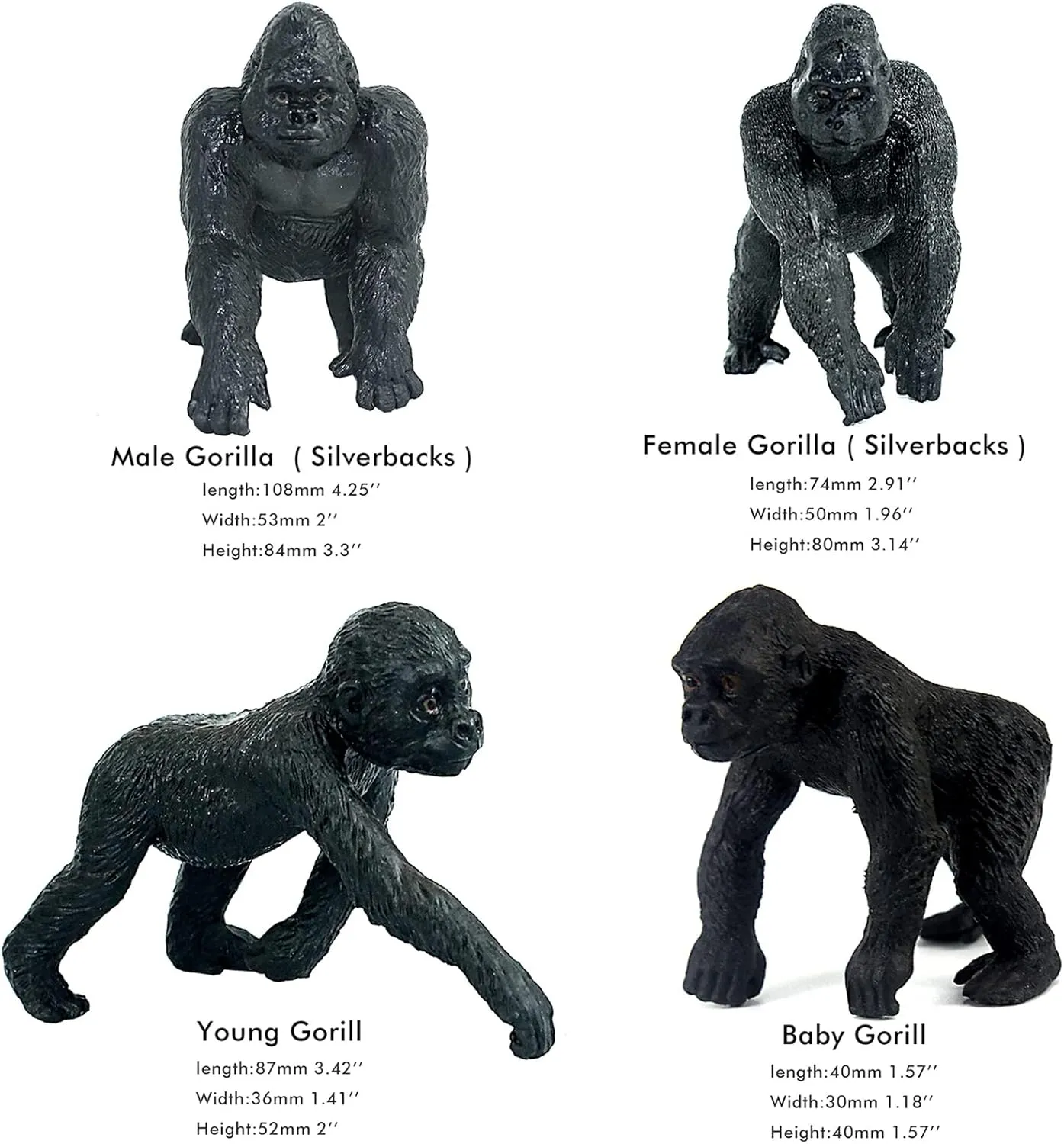 African Jungle Animals Toy Chimpanzees and Gorilla Figure distantly risk pump progressive ensure Realistic Plastic Figurine Playset Lot 10-Piece FUNSHOWCASE 
