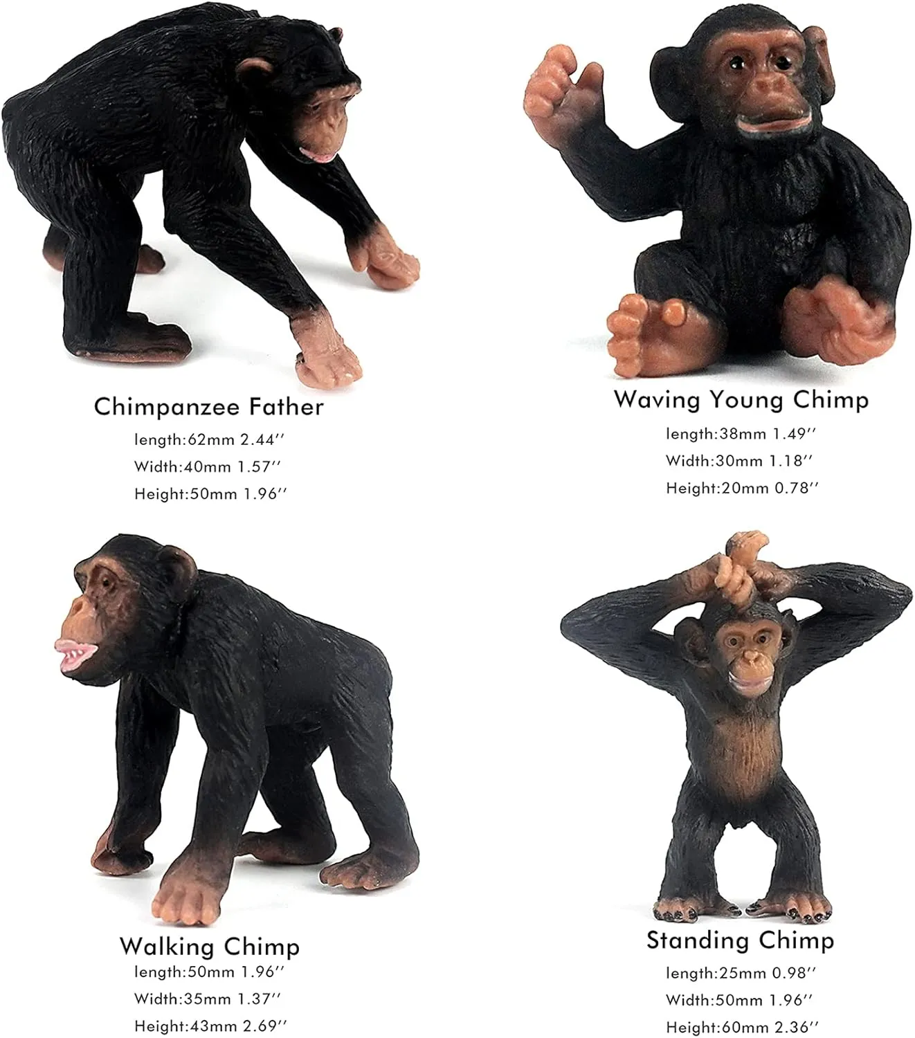 African Jungle Animals Toy Chimpanzees and Gorilla Figure distantly risk pump progressive ensure Realistic Plastic Figurine Playset Lot 10-Piece FUNSHOWCASE 