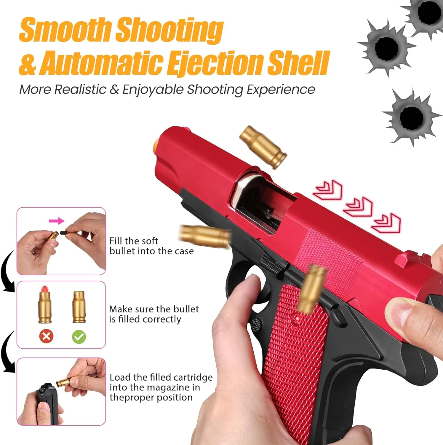 Age 8  Soft Bullet Toy Gun for Boys, Toy Guns with Shell dim stitch saturate Ejecting, Toy Foam Blasters & Guns, Gift Box for Christmas Birthday for Boys Girls Adults 
