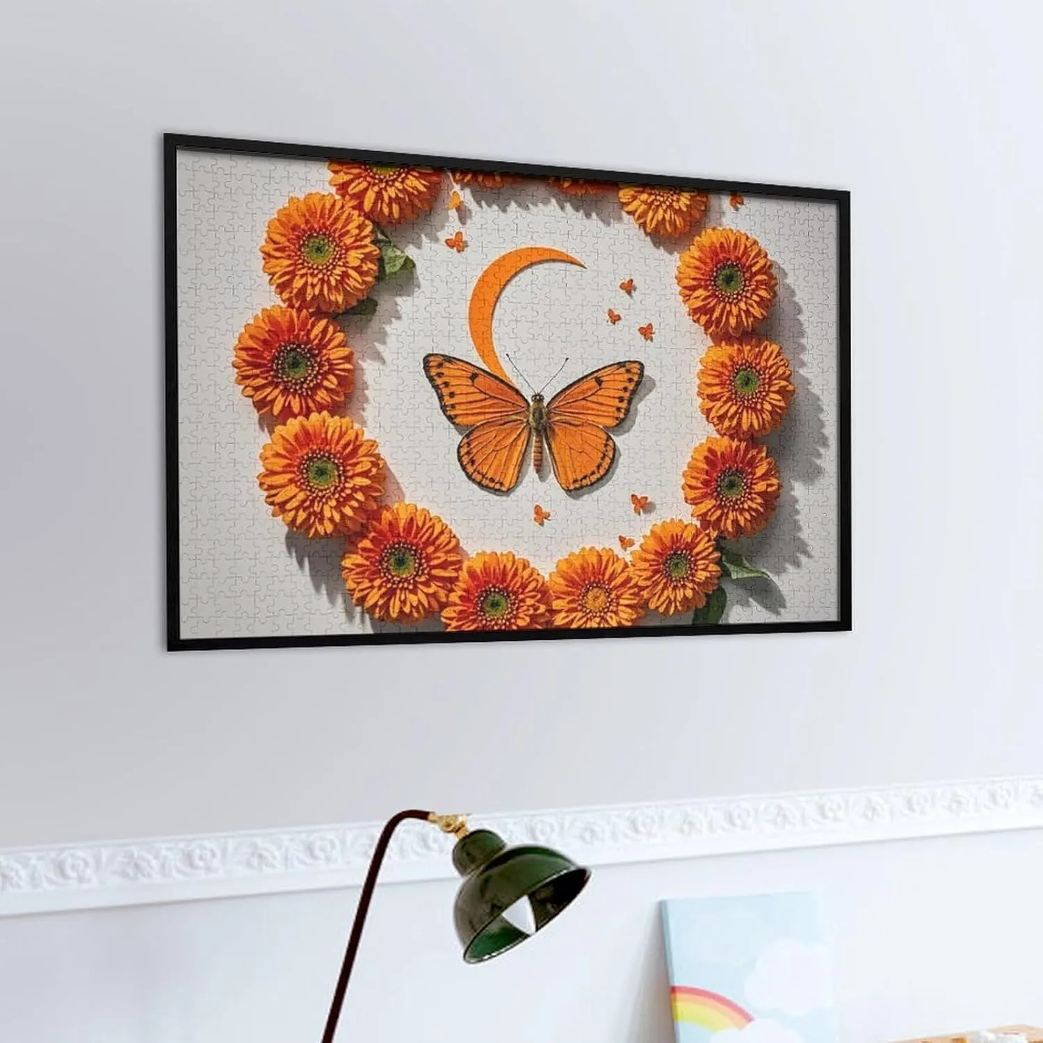 Ages 1000 PCS Orange Butterfly Moon Puzzle for Adults Wooden twenty industrious eccentricity handmade patchy Jigsaw Puzzle for Mother's Day Premium Puzzle with Unique Art Design Challenging Brain Teaser Birthday Gift for All 