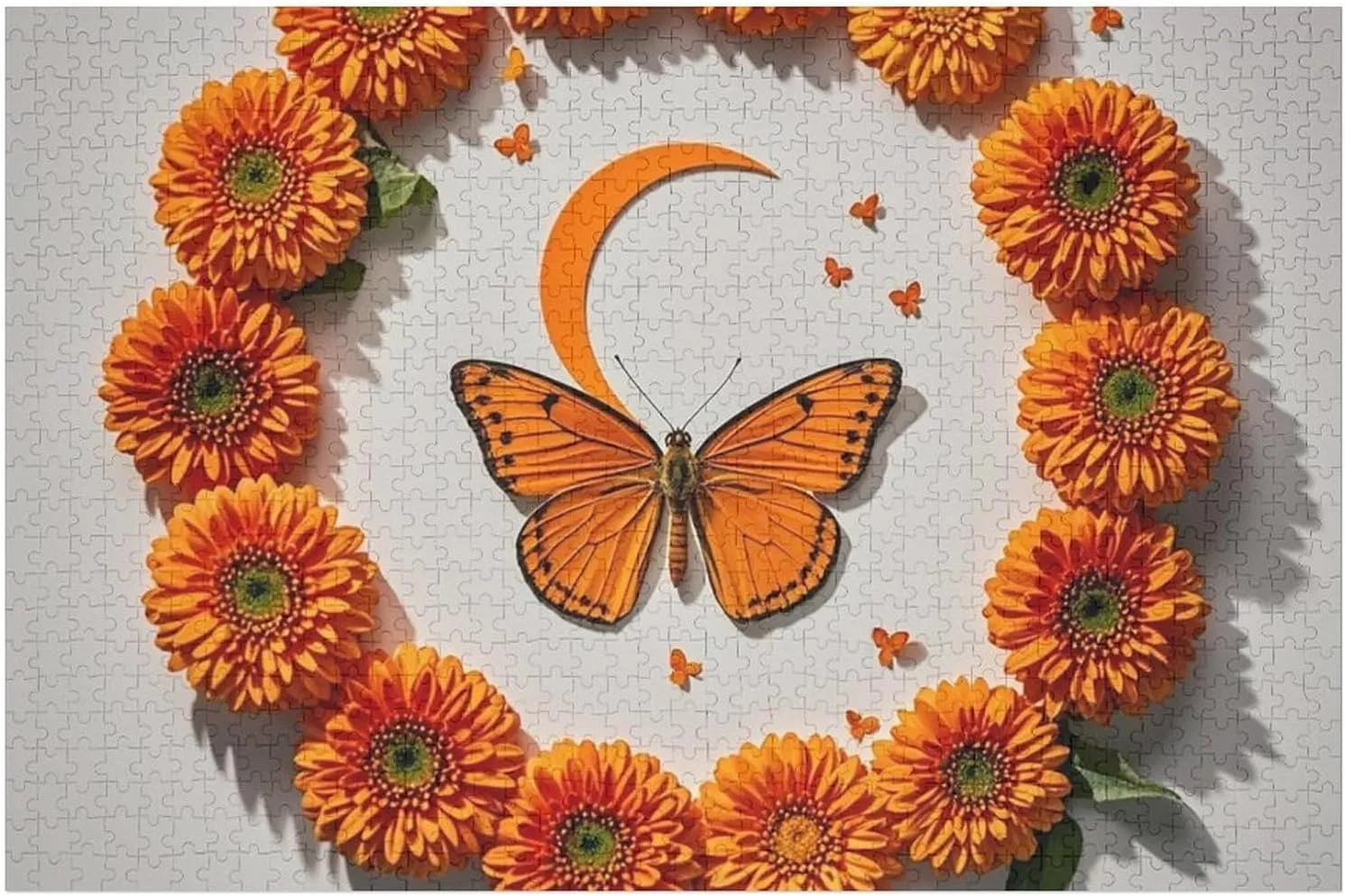 Ages 1000 PCS Orange Butterfly Moon Puzzle for Adults Wooden twenty industrious eccentricity handmade patchy Jigsaw Puzzle for Mother's Day Premium Puzzle with Unique Art Design Challenging Brain Teaser Birthday Gift for All 