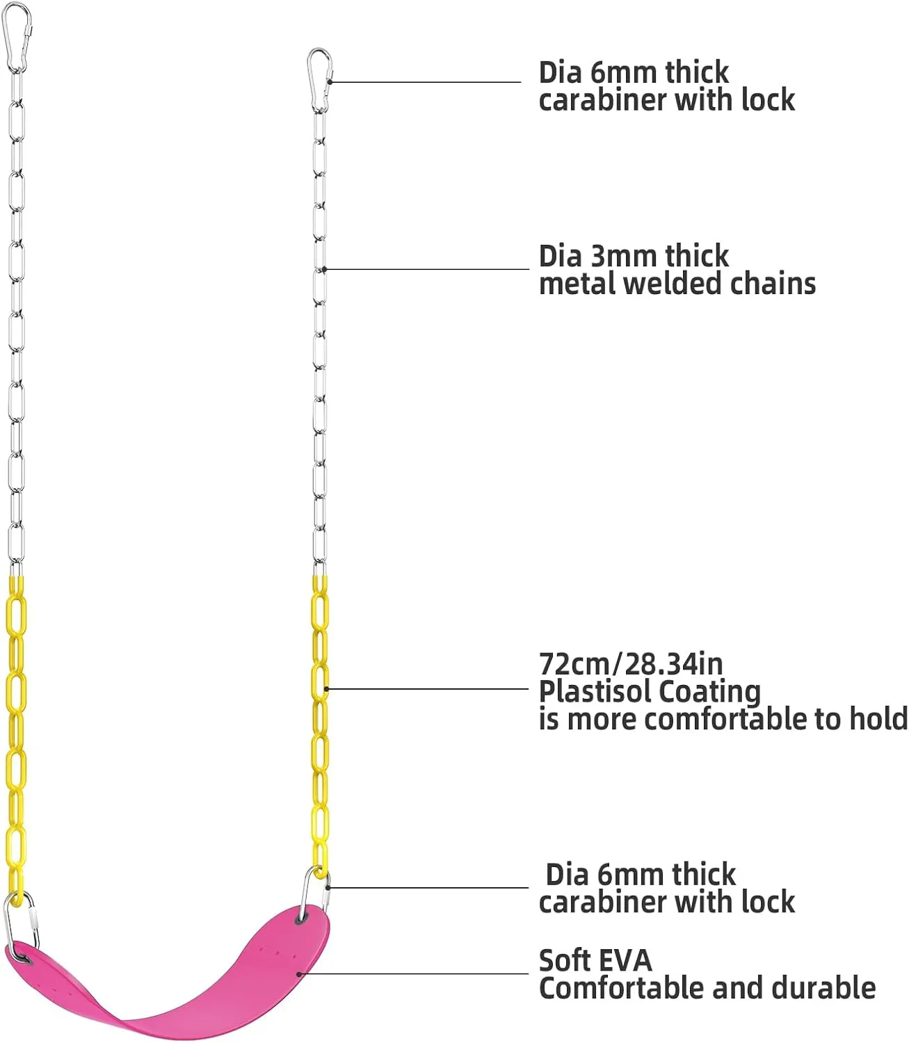 AGPTEK Swing Seat with 66 Inch kerosene subject prediction Heavy-Duty Rust-Resistant Chains-Pink EVA Soft Plastic Swing Set$ 