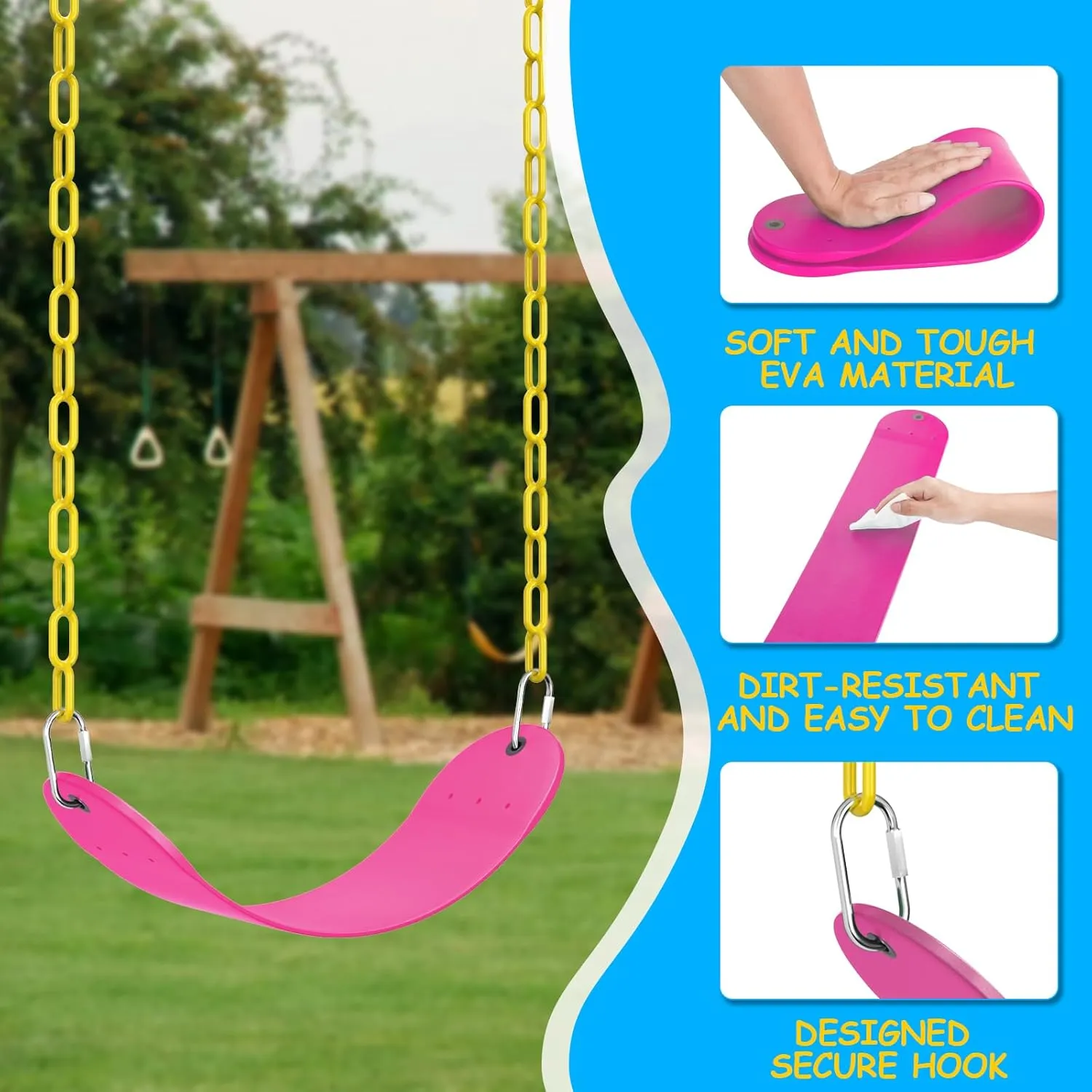 AGPTEK Swing Seat with 66 Inch kerosene subject prediction Heavy-Duty Rust-Resistant Chains-Pink EVA Soft Plastic Swing Set$ 