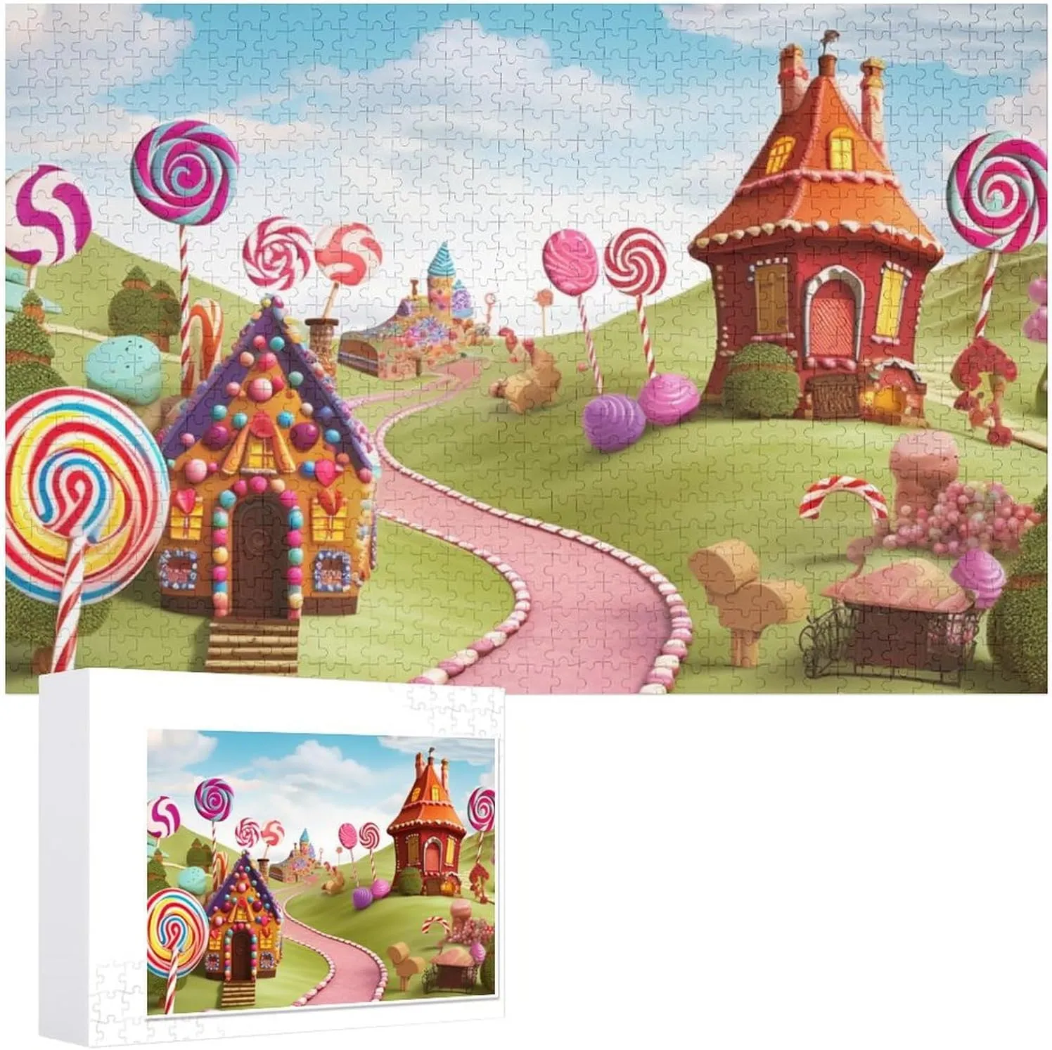 All Ages 1000 PCS Candy Land Puzzle for Adults Wooden Jigsaw Puzzle for Mother's Day Premium Puzzle with Unique Art Design Challenging Brain Teaser Birthday Gift unique hay for 