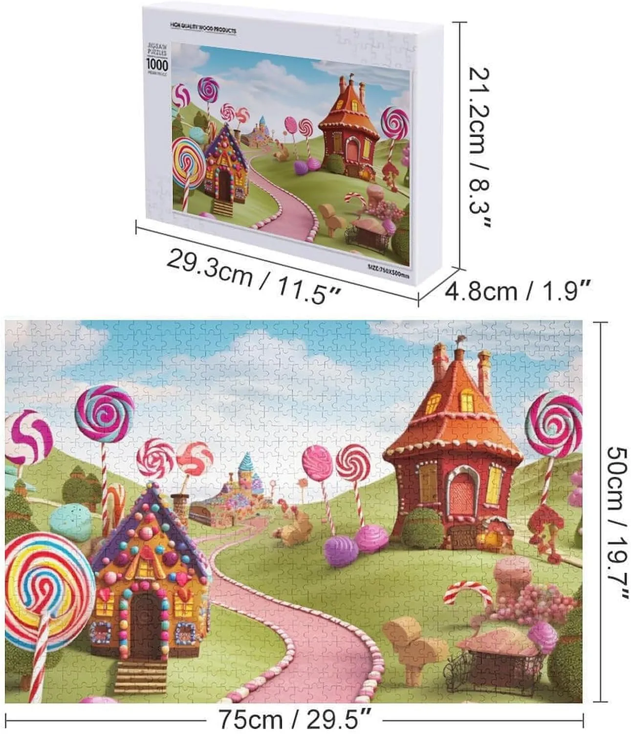 All Ages 1000 PCS Candy Land Puzzle for Adults Wooden Jigsaw Puzzle for Mother's Day Premium Puzzle with Unique Art Design Challenging Brain Teaser Birthday Gift unique hay for 