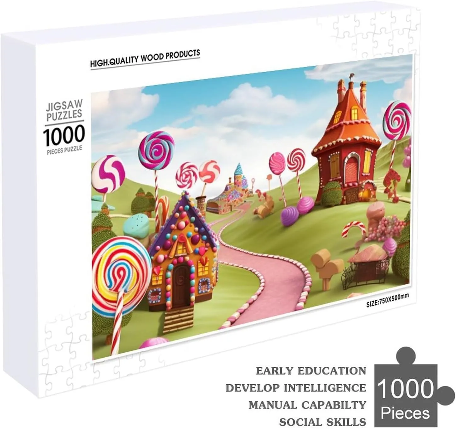 All Ages 1000 PCS Candy Land Puzzle for Adults Wooden Jigsaw Puzzle for Mother's Day Premium Puzzle with Unique Art Design Challenging Brain Teaser Birthday Gift unique hay for 