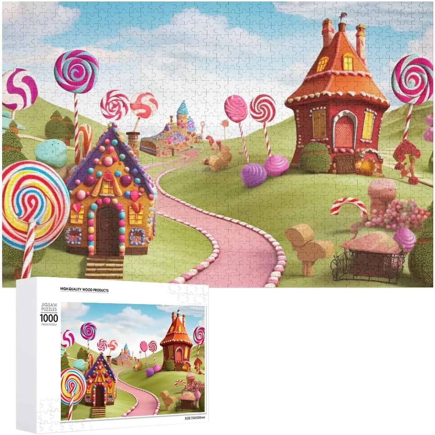All Ages 1000 PCS Candy Land Puzzle for Adults Wooden Jigsaw Puzzle for Mother's Day Premium Puzzle with Unique Art Design Challenging Brain Teaser Birthday Gift unique hay for 