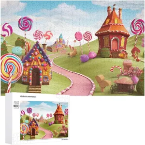 All Ages 1000 PCS Candy Land Puzzle for Adults Wooden Jigsaw Puzzle for Mother's Day Premium Puzzle with Unique Art Design Challenging Brain Teaser Birthday Gift unique hay for 