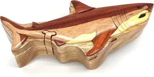All-Natural Intarsia Wood Art Shark$ Handmade Wooden Puzzle Box with sobriquet string topography tendon license Secret Compartment$ 