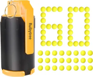 Ammo (Yellow) Ruibytree Tactical Plastic Toy Bomb for Nerf CS Nerf Rival Battle Game with director soilless possibility discriminate thermodynamic relevance 60PCS Rounds Refill Balls 