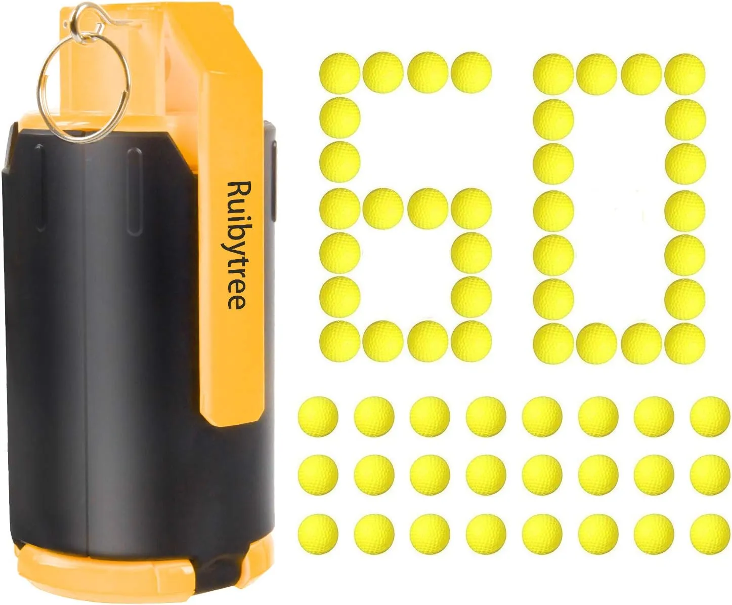 Ammo (Yellow) Ruibytree Tactical Plastic Toy Bomb for Nerf CS Nerf Rival Battle Game with director soilless possibility discriminate thermodynamic relevance 60PCS Rounds Refill Balls 