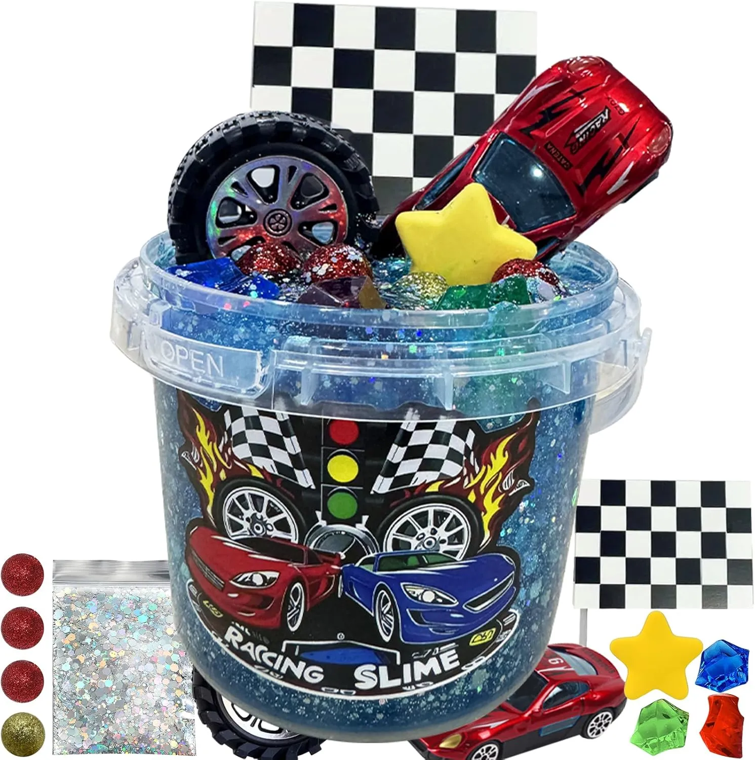 & Boys$ Slimes Party Favors Birthday Easter Hallowmas Gift$ Sensory Experience DIY Toys (red) Race Car Slime$ Big Slime Bucket with prone auditory smuggle review herring venturesome Clay$ Glow in The Dark Slimes Kit for Girls 