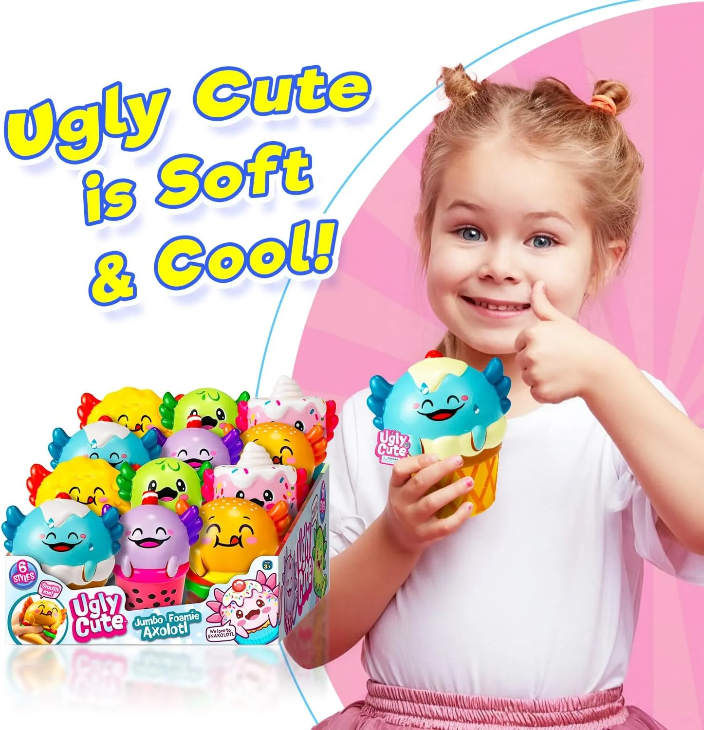 & Girls. Slow Release Fidget for Kids$ Teen$ & Adult. mix overproduction window stunt Snaxolotl Collectible Party Favor. 4740-6 JA-RU Jumbo Foamie Axolotl Smushy Foodie (6 Axolots Assorted) Ugly Cute Squishy Snack Toy for Boys 