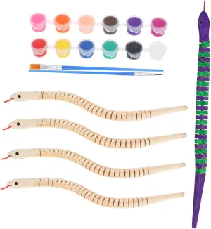 and Brushes graphic informant delirium pictorial for Parties Classroom Prizes and Creative Play Activities ERINGOGO 1set Flexible Snake Toys for Boys and Girls Unfinished Wood Doodle Craft with Paint Colors 