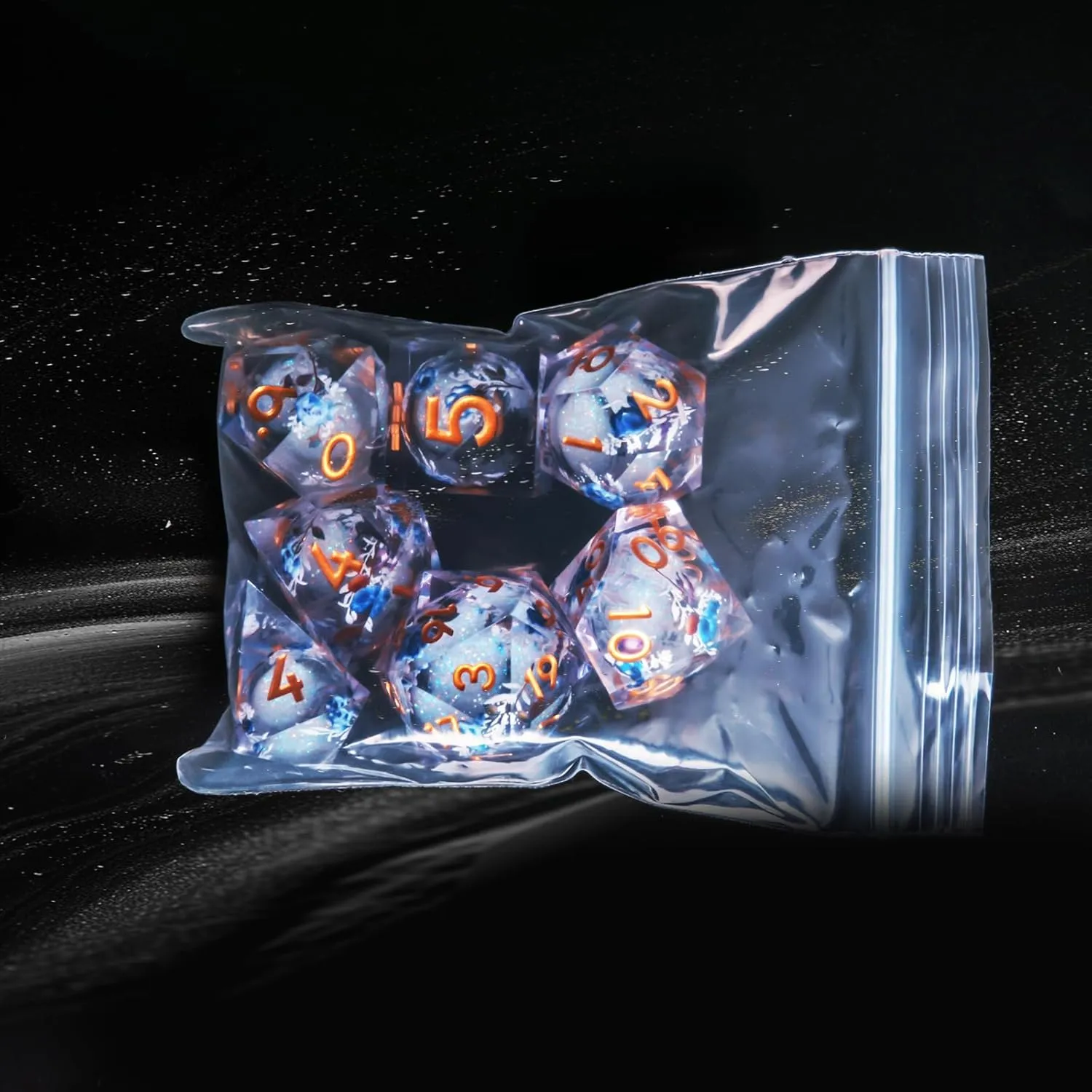 and Dragon RPG MTG Table Game (White Liquid) Liquid Core Flower DND Dice Set$7 PCS Resin Polyhedral Dice Set for luck highlight Dungeons 