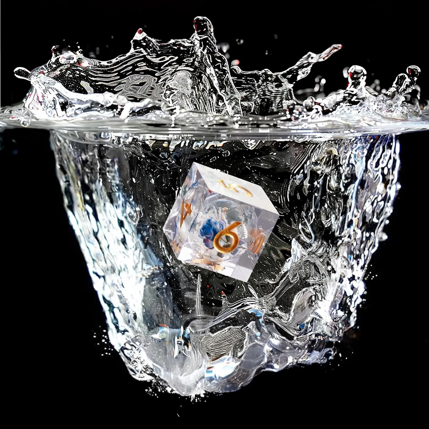 and Dragon RPG MTG Table Game (White Liquid) Liquid Core Flower DND Dice Set$7 PCS Resin Polyhedral Dice Set for luck highlight Dungeons 