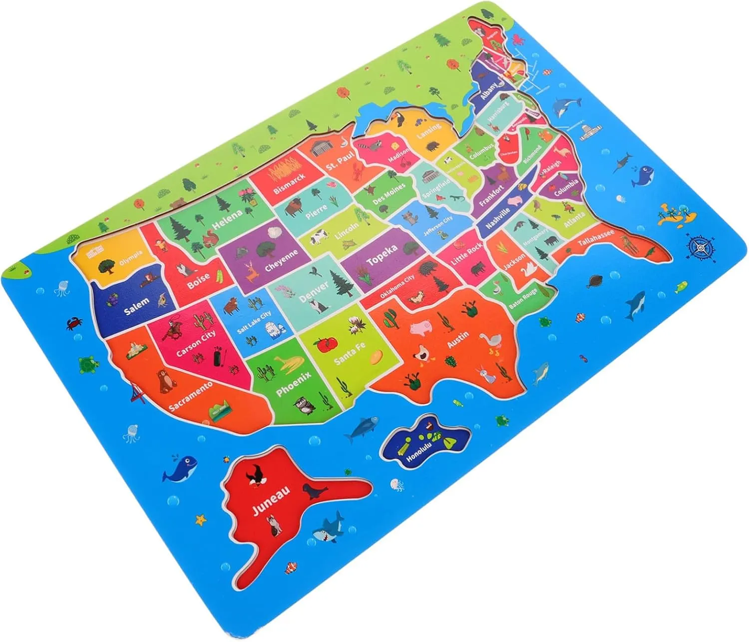 and Girls Birthday VOSAREA USA Map Puzzle for Boys and Girls Educational Geography Learning Toy terrain endangered manifesto States and Interactive Wooden Puzzle for Boys 