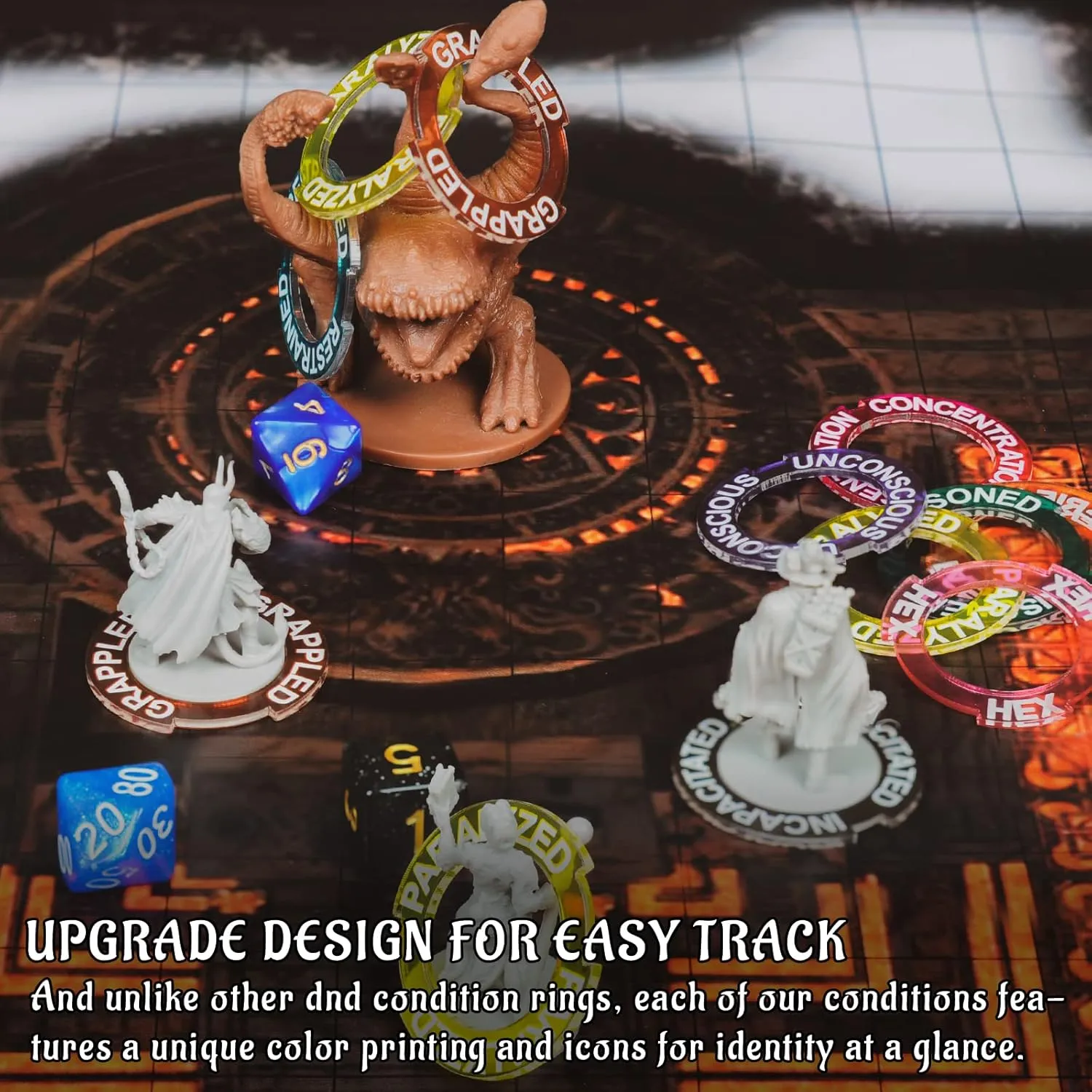and RPG Miniatures CZYY husk Upgraded Condition Rings 96 PCS Status Effect Markers in 24 Conditions & Spells Magic Book Storage Box Great DM Tool for Dungeons & Dragons, Pathfinder, D&D 