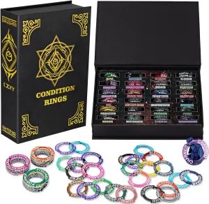 and RPG Miniatures CZYY husk Upgraded Condition Rings 96 PCS Status Effect Markers in 24 Conditions & Spells Magic Book Storage Box Great DM Tool for Dungeons & Dragons, Pathfinder, D&D 