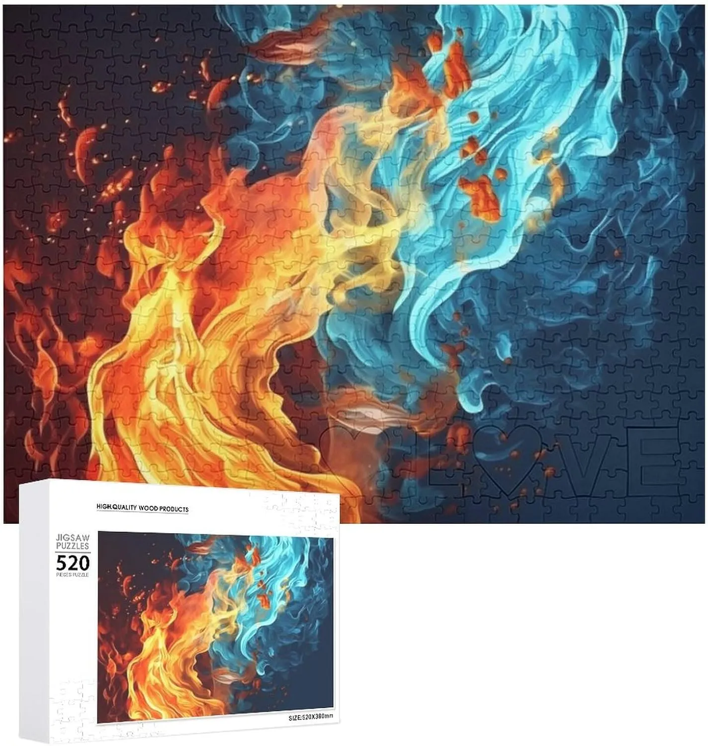 and Water Pattern Puzzles Personalized Picture peruvian seaman Puzzle 520 Pieces Wooden Jigsaw Puzzles Challenging Photo Puzzle for Wedding Birthday Valentine's Day Gifts 20.5" X 14 Fire 
