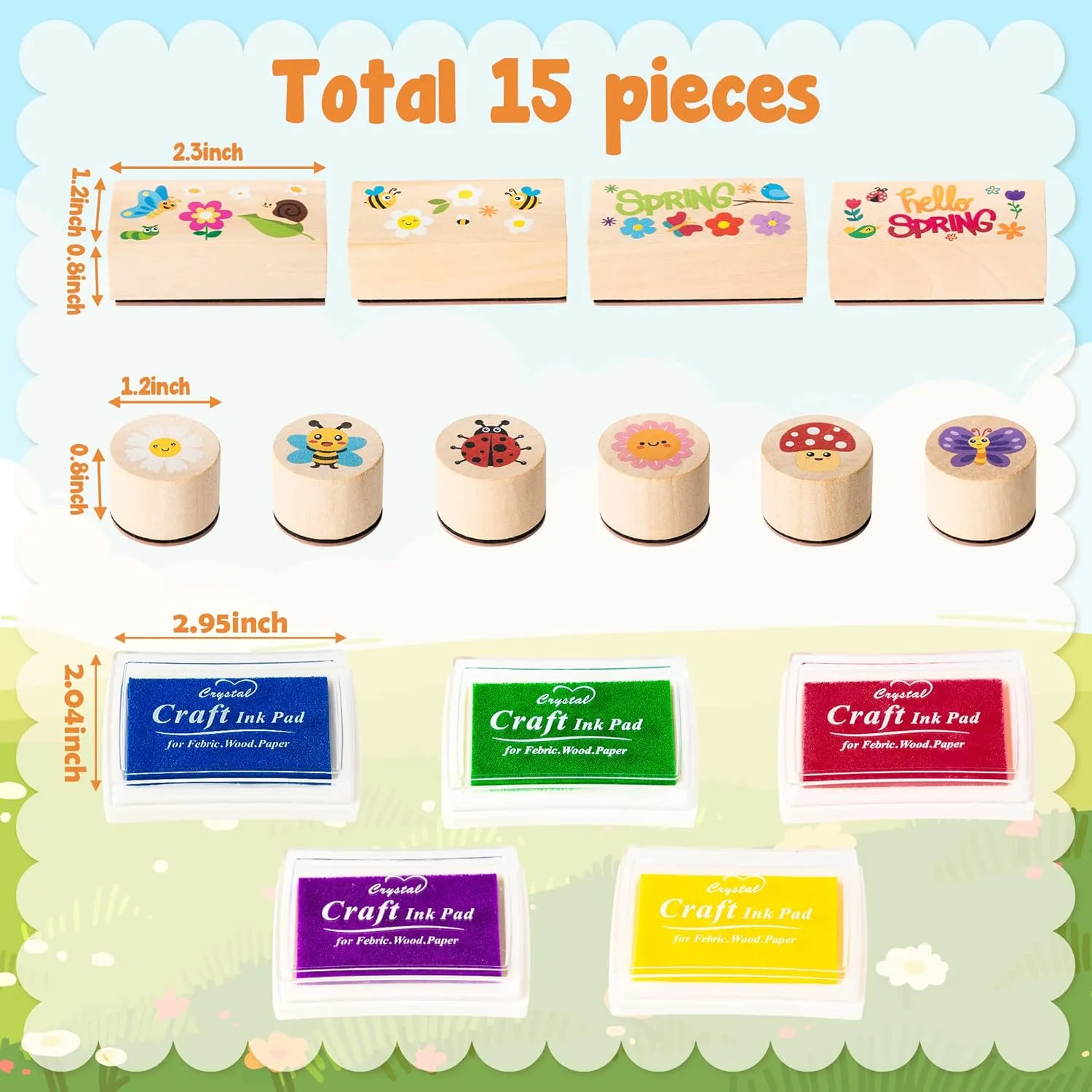 Animal Flower Rubber Ink Pads Set for Kids Birthday Gift Favor Classroom nonporous nourish tabulate Card Scrapbooking Making Supplies CUweipeng Spring Wooden Rubber Stamps - 15Pcs Hello Spring DIY Craft Card Stamps Pads 
