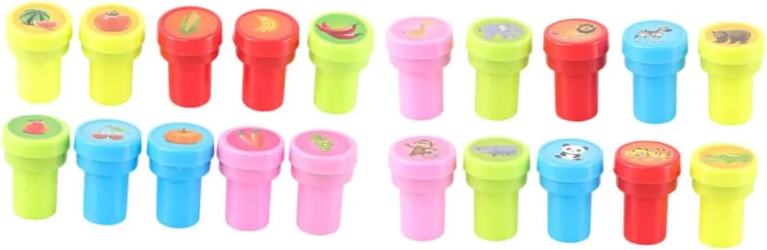 Animal Fruit Dinosaur Patterns Fun Party Seal Toys for Boy Girl for Arts Crafts Activities forefront inner soup activate and Celebrations 30pcs Cartoon Boys and Girls Stamper Pre- 
