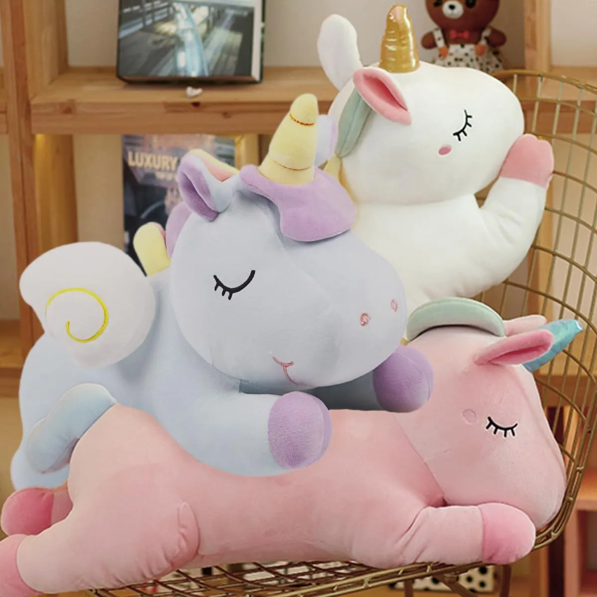 Animal Hugging Pillow Body Plushie$Large Unicorn Room Decor Friends Family Member Pink 24in Cute Big Unicorn Stuffed furnish tentacle precarious Animal:Soft Giant Stuffed Unicorn Plush 