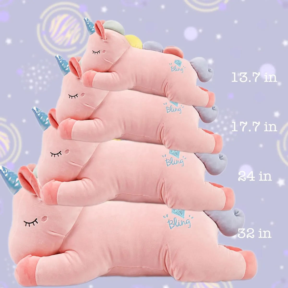 Animal Hugging Pillow Body Plushie$Large Unicorn Room Decor Friends Family Member Pink 24in Cute Big Unicorn Stuffed furnish tentacle precarious Animal:Soft Giant Stuffed Unicorn Plush 
