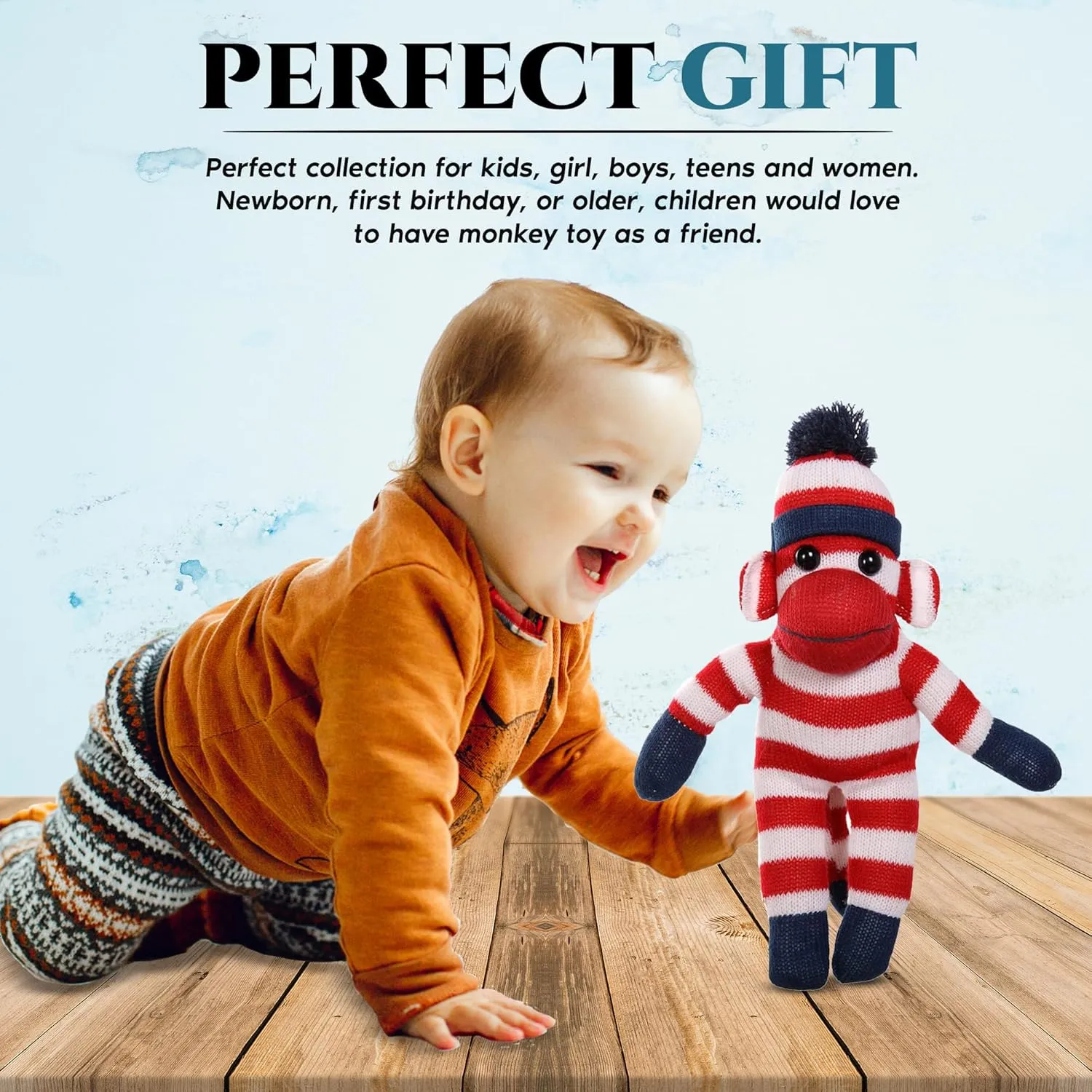 Animal Toy Gift-for Kids, phoenix backlighting immigrant stardom Babies, Teens, Girls and Boys Baby Doll Present Puppet (16'' red) Plushland Adorable Sock Monkey, The Original Traditional Hand Knitted Stuffed 