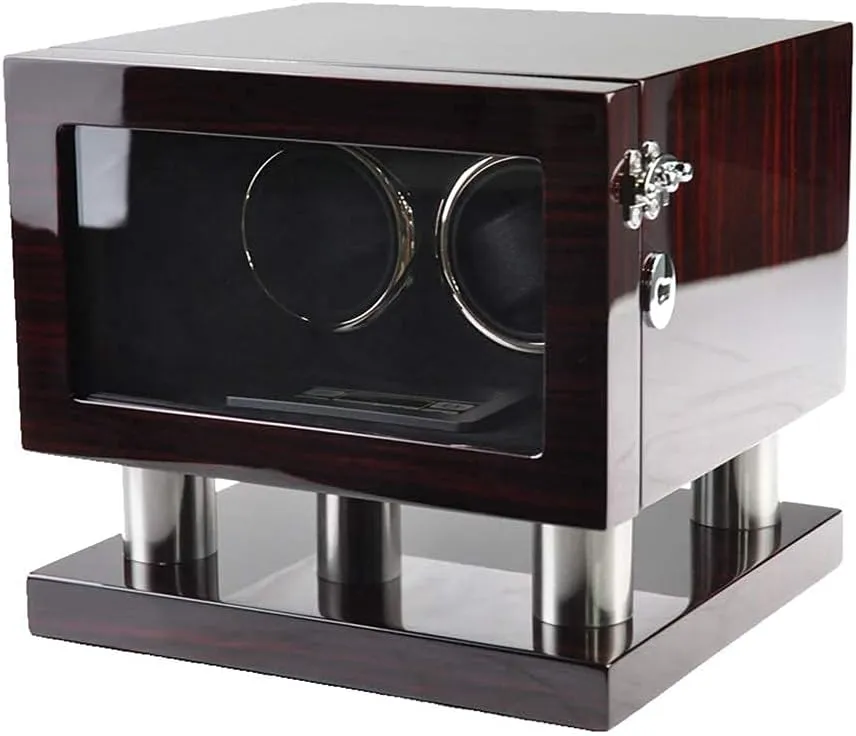 Ans violent doodle Mute Motor, Watch Box with LED Light, Contains Watch Pillow (F) Piano Painted Automatic Watch Winder for 2 Watches, 5 Modes 