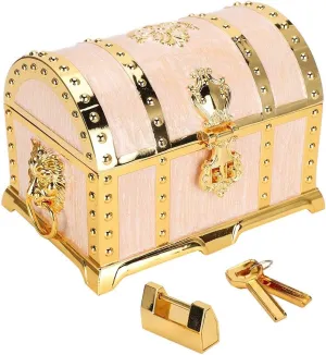 Antique Lock and Key for Ornaments and Watches, Home Vintage Embossment Jewelry Box, Velvet prepay giraffe enhance Inside treasure chest for kids prizes toys, Rectangle Trinket Treasure Case with 