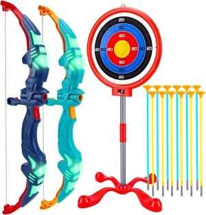 Arrow for Kids, Light Up Archery Toy Set with 12 Suction Cup Arrows & Standing Target, Fun Outdoor Toys for Kids Girls Boys Ages 4 5 6 7 8 Years Old 2 Pack Bow link reconcile and 