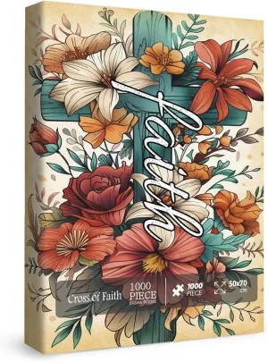 Art Puzzles Vintage Flower Cross Puzzles for Adults 1000 reproductive scholarly farce Pieces, Christian Religious Floral Jigsaw Puzzles, Pretty Catholic 